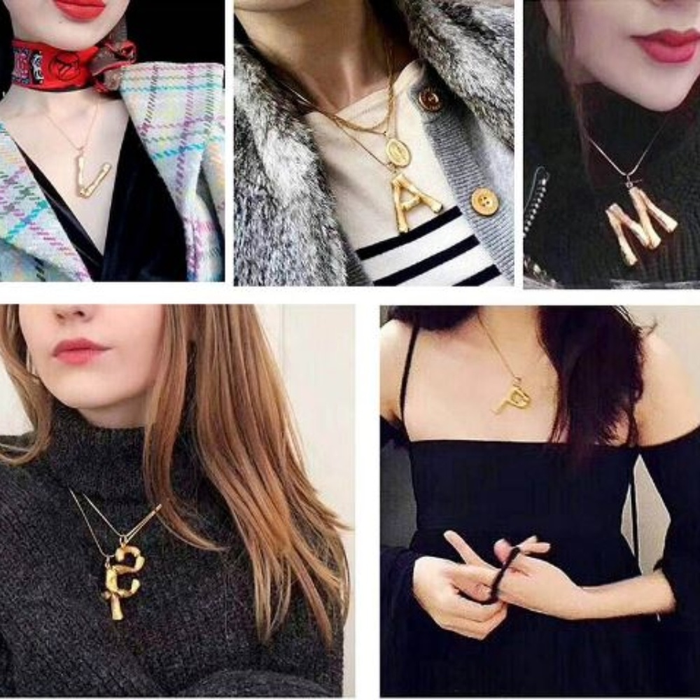 Any 2  $27 Gold P  Initial Bamboo Necklaces - Picture 2 of 8